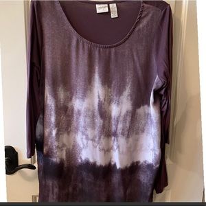 Chico’s Purple/White Tee Chico’s Size 2 - Large
